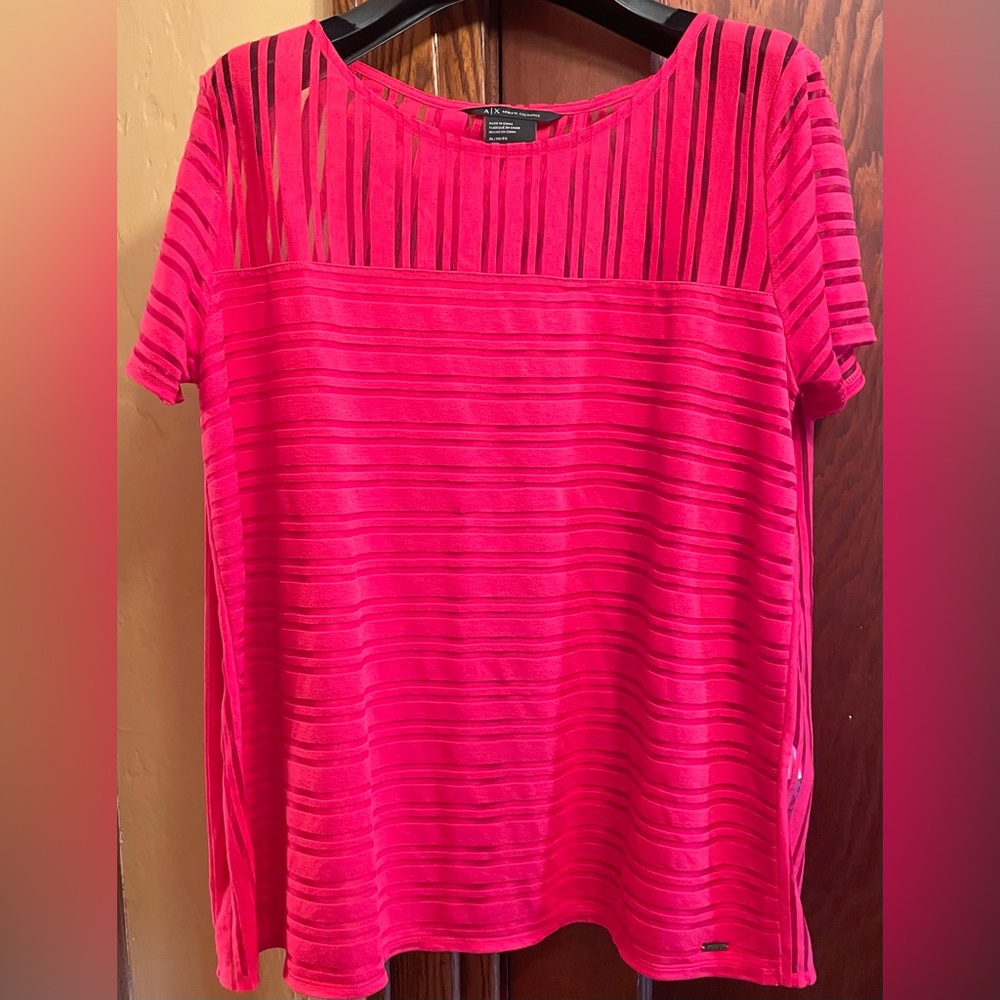 A/X Armani Exchange Bold Red Striped Blouse